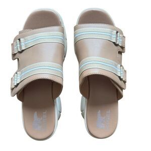 Sorel Joanie III Chunky Slide Platform Sandals Size 8 Beige Tan Women’s
